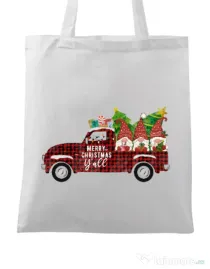Sacosa din panza Merry Christmas Alb