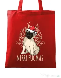 Sacosa din panza Merry pugmas Rosu