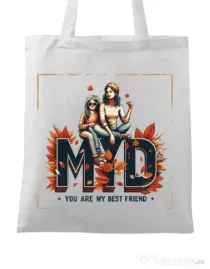 Sacosa din panza Mom you are my best friend 2 Alb