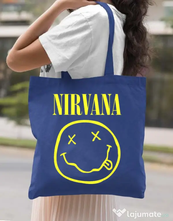 Sacosa din panza Nirvana Albastru regal