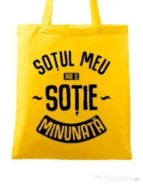 Sacosa din panza O sotie minunata Galben