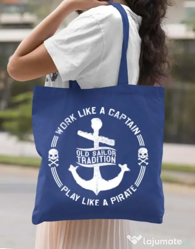 Sacosa din panza Old sailor tradition Albastru regal