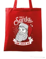 Sacosa din panza Only santa can judge me Rosu