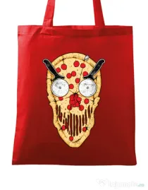 Sacosa din panza Pizza skull Rosu