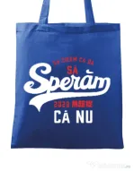 Sacosa din panza Sa speram ca nu Albastru regal