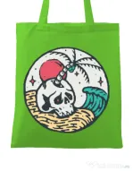 Sacosa din panza Skull and beach Verde mar