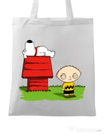 Sacosa din panza Stewie and Snoopy Alb