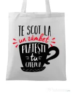 Sacosa din panza Te scot la un zambet Alb