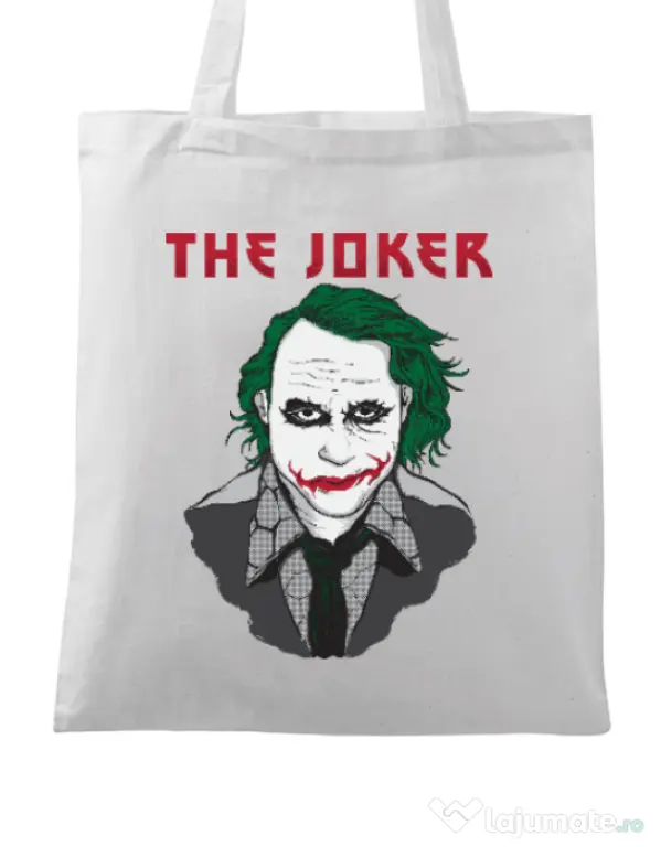 Sacosa din panza The joker Alb