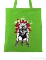 Sacosa din panza The wolves are here Verde mar
