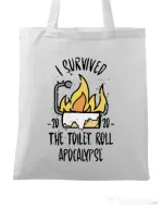 Sacosa din panza Toilet roll apocalypse Alb