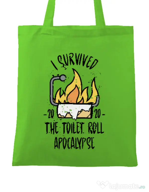 Sacosa din panza Toilet roll apocalypse Verde mar