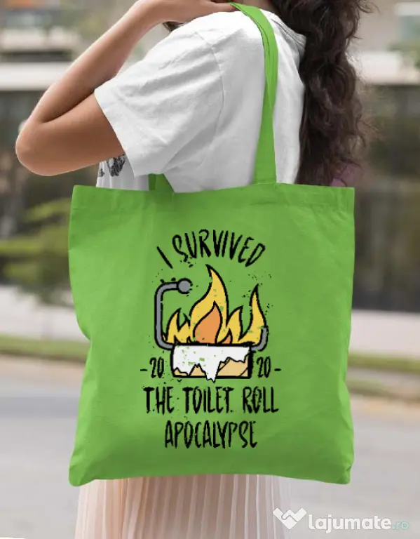 Sacosa din panza Toilet roll apocalypse Verde mar