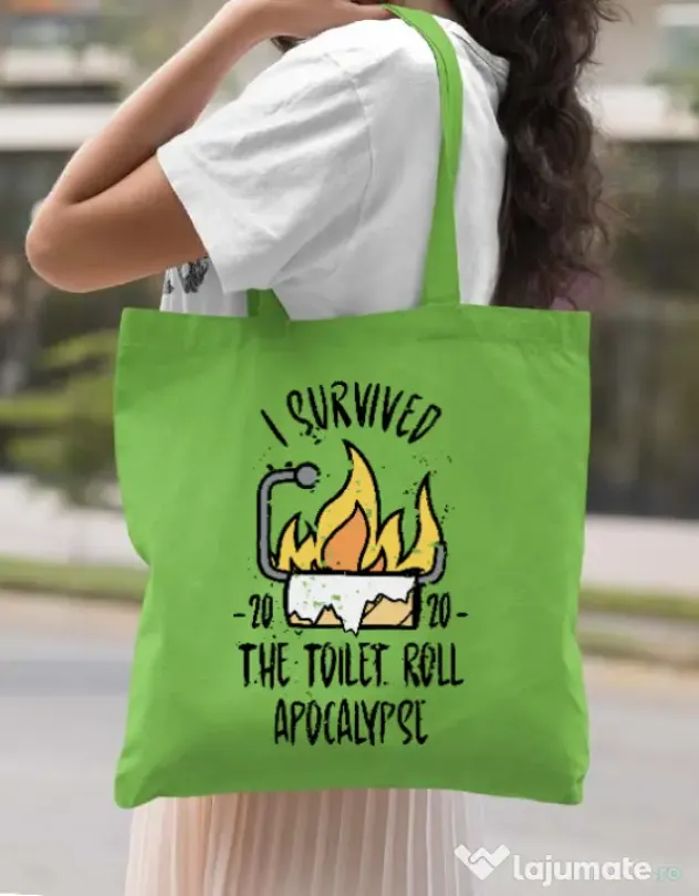 Sacosa din panza Toilet roll apocalypse Verde mar