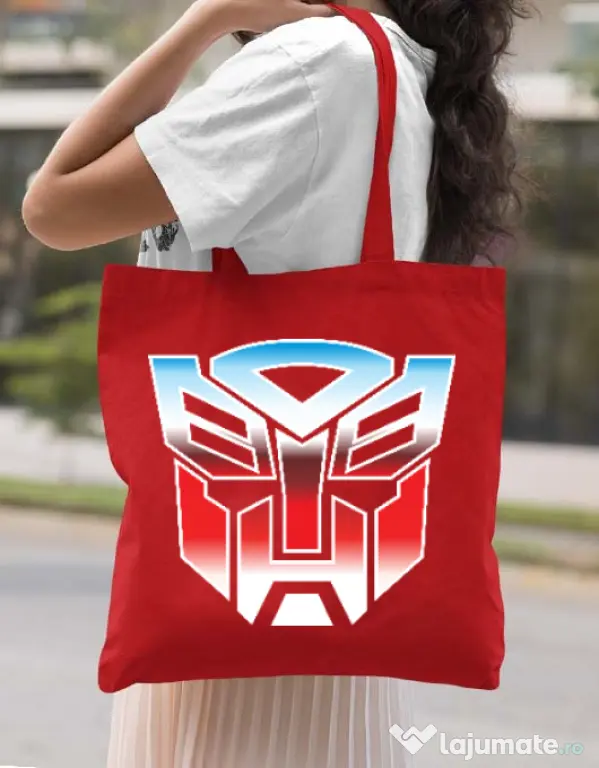 Sacosa din panza Transformers Rosu