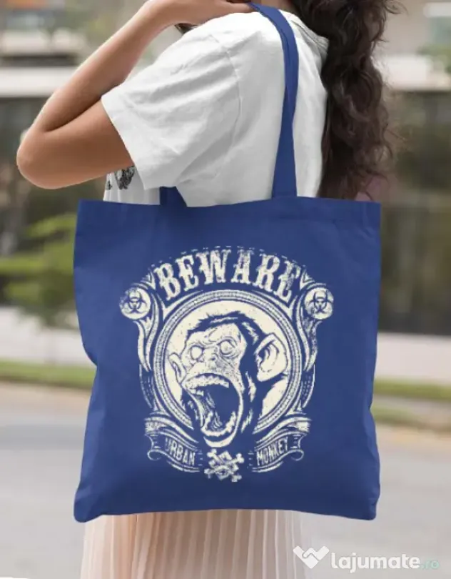 Sacosa din panza Urban monkey Albastru regal