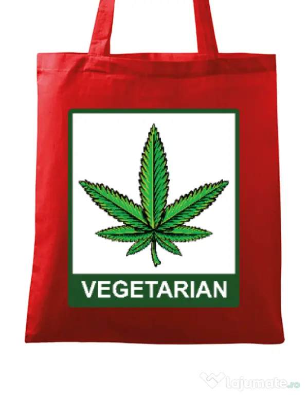 Sacosa din panza Vegetarian Rosu