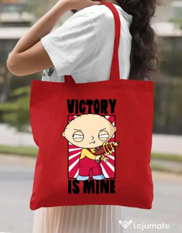 Sacosa din panza Victory is mine Rosu