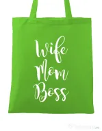 Sacosa din panza Wife mom boss Verde mar