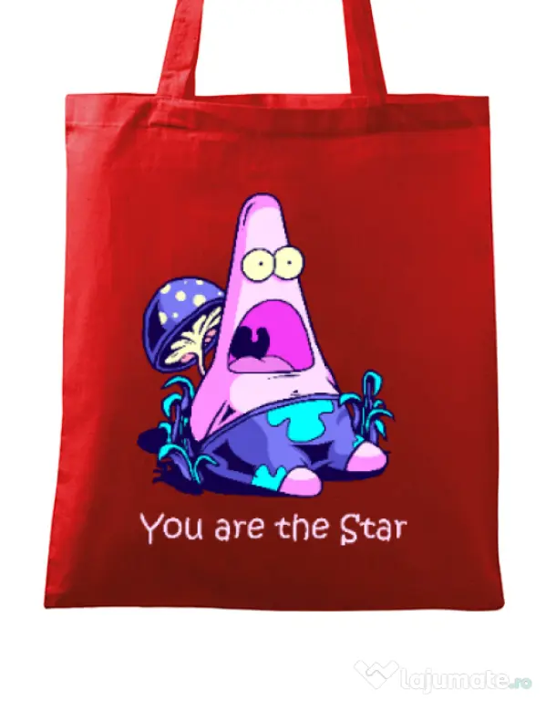Sacosa din panza You are the star Rosu