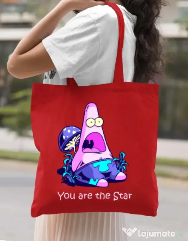 Sacosa din panza You are the star Rosu