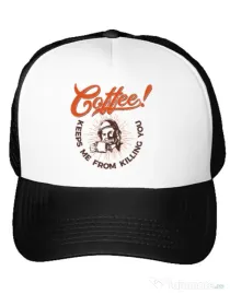 Sapca personalizata Coffee keeps me from killing you Alb