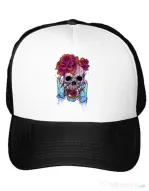 Sapca personalizata Hand skull Alb