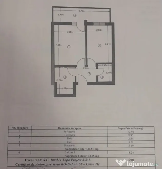 Apartament 2 camere decomandat parter Războieni