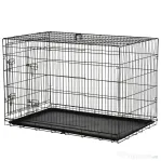 Cușcă Transport PawHut din Oțel pentru Animale, Pliabilă, Negru, 122x77x82cm | Aosom Romania
