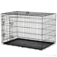 Cușcă Transport PawHut din Oțel pentru Animale, Pliabilă, Negru, 122x77x82cm | Aosom Romania 
