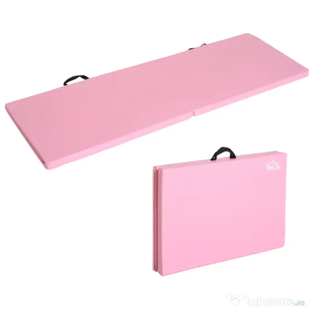 HOMCOM Covoraș de Gimnastică Pliabil și Antiderapant 180x60x5 cm Roz | Aosom Romania