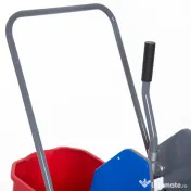 HOMCOM Carucior de Curățenie cu Stoarcere, 2 Găleți, Profesional, Albastru și Roșu | Aosom Romania