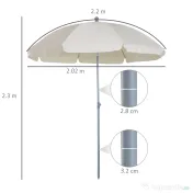Outsunny Umbrelă de Grădină cu Acoperiș Reglabil, Φ220cm, Crem Alb | Aosom Romania