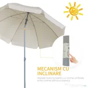 Outsunny Umbrelă de Grădină cu Acoperiș Reglabil, Φ220cm, Crem Alb | Aosom Romania