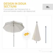 Outsunny Umbrelă de Grădină cu Acoperiș Reglabil, Φ220cm, Crem Alb | Aosom Romania