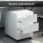 HOMCOM Dulăpior de Birou cu 3 Sertare, Mânere Ascunse, Dulăpior de Birou pe 4 Rotile, 40x50x57,5 cm, Alb | Aosom Romania 