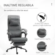 Vinsetto Scaun Ergonomic de Birou Reglabil pe Înălțime Tesatura Gri | Aosom Romania