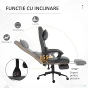 Vinsetto Scaun Ergonomic de Birou Reglabil pe Înălțime Tesatura Gri | Aosom Romania