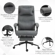 Vinsetto Scaun Ergonomic de Birou Reglabil pe Înălțime Tesatura Gri | Aosom Romania