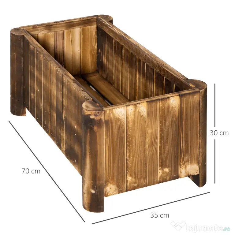 Outsunny Ghiveci Rectangular pentru Plante din lemn de Brad, 70x35x30cm | Aosom Romania