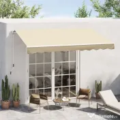 Outsunny Perdea Parasolar Rulou de Perete pentru Exterior, Impermeabilă, din Aluminiu și Poliester, 3x2.5m, Bej | Aosom Romania 