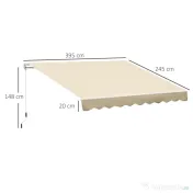Outsunny Perdea Parasolar Rulou de Perete pentru Exterior, Impermeabilă, din Aluminiu și Poliester, 3x2.5m, Bej | Aosom Romania 