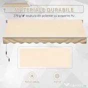 Outsunny Perdea Parasolar Rulou de Perete pentru Exterior, Impermeabilă, din Aluminiu și Poliester, 3x2.5m, Bej | Aosom Romania 