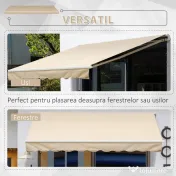 Outsunny Perdea Parasolar Rulou de Perete pentru Exterior, Impermeabilă, din Aluminiu și Poliester, 3x2.5m, Bej | Aosom Romania 