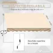 Outsunny Perdea Parasolar Rulou de Perete pentru Exterior, Impermeabilă, din Aluminiu și Poliester, 3x2.5m, Bej | Aosom Romania 