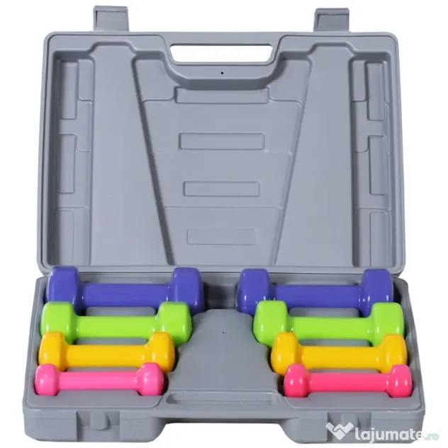HOMCOM set 4 perechi greutati, cu valiza, 0.5kg, 1kg, 1.5kg, 2 kg | Aosom Romania