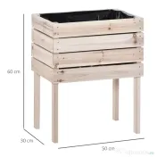 Outsunny Jardiniera Ridicata Lemn Natural, Suport 4 Ghivece Plante, Design Exterior 50x30x60cm | Aosom Romania 