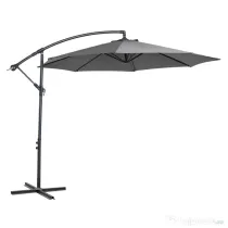Outsunny Umbrelă Descentralizată pentru Exterior, Gri, Manivelă, Oțel și Poliester Anti-UV, Φ300x250cm | Aosom Romania