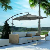 Outsunny Umbrelă Descentralizată pentru Exterior, Gri, Manivelă, Oțel și Poliester Anti-UV, Φ300x250cm | Aosom Romania 
