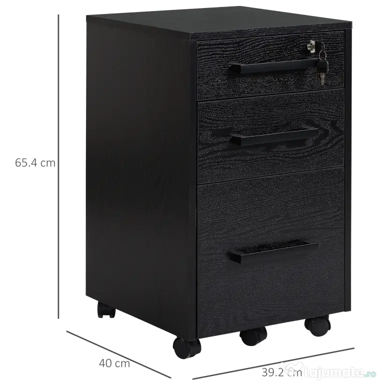 HOMCOM comoda documente, 3 sertare, 39.2x40x65.4 cm | Aosom Romania